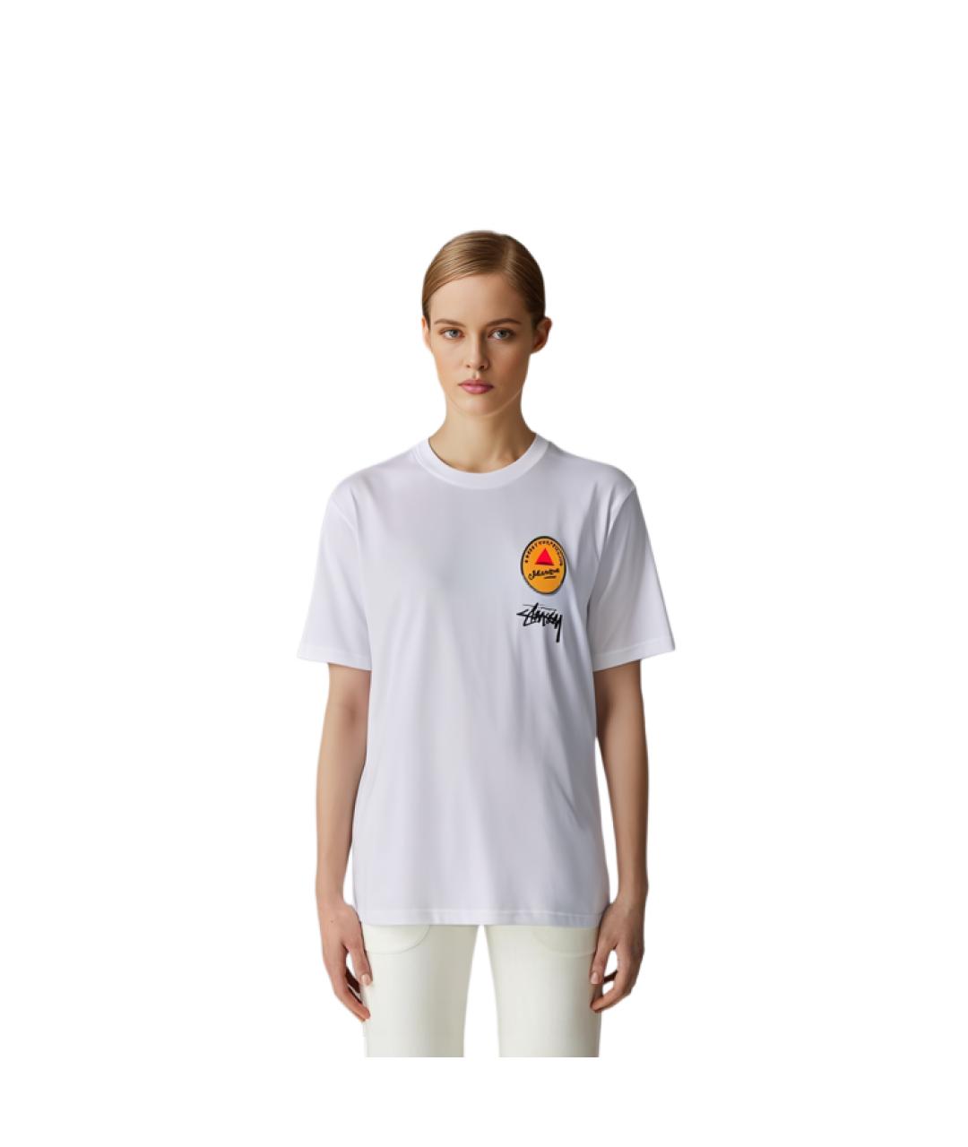 STUSSY Белая хлопковая футболка, фото 4