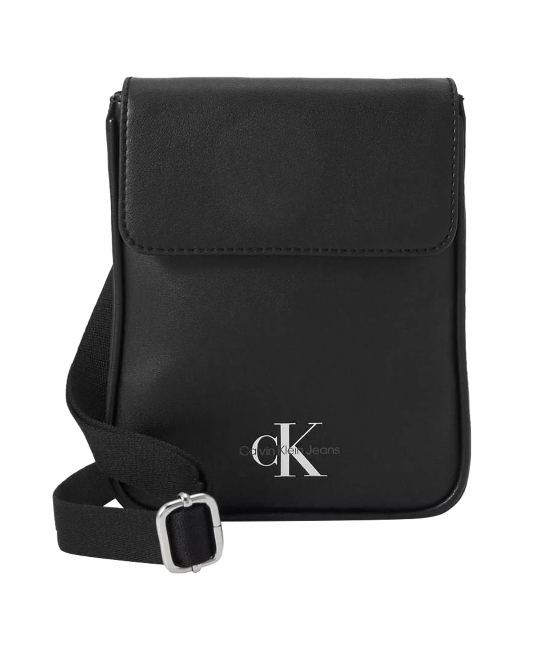 CALVIN KLEIN Черная кожаная сумка на плечо, фото 1