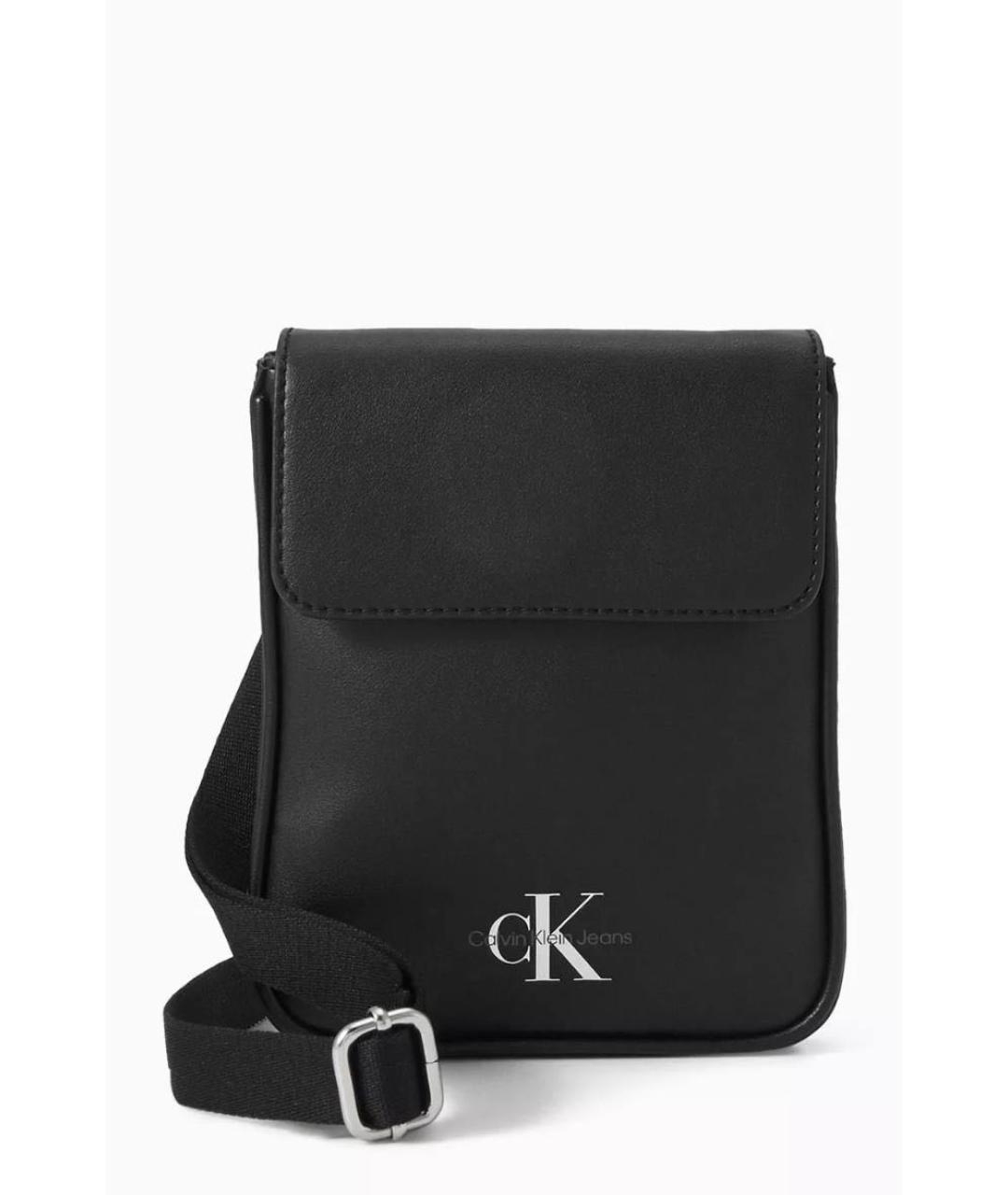 CALVIN KLEIN Черная кожаная сумка на плечо, фото 8