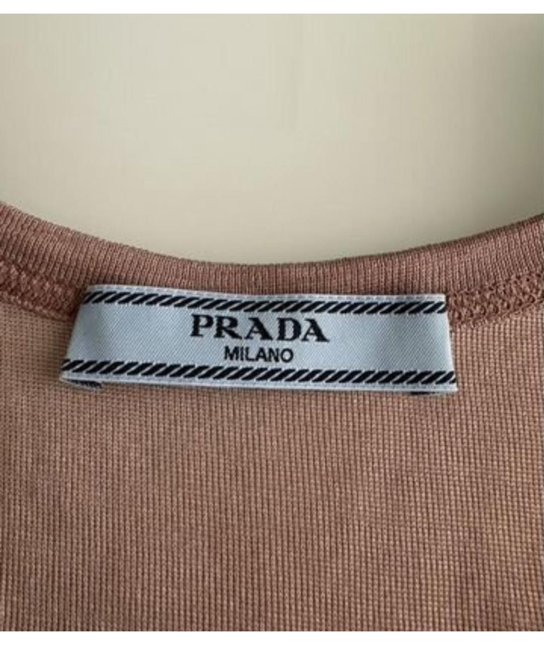 PRADA Бежевая шелковая майка, фото 3