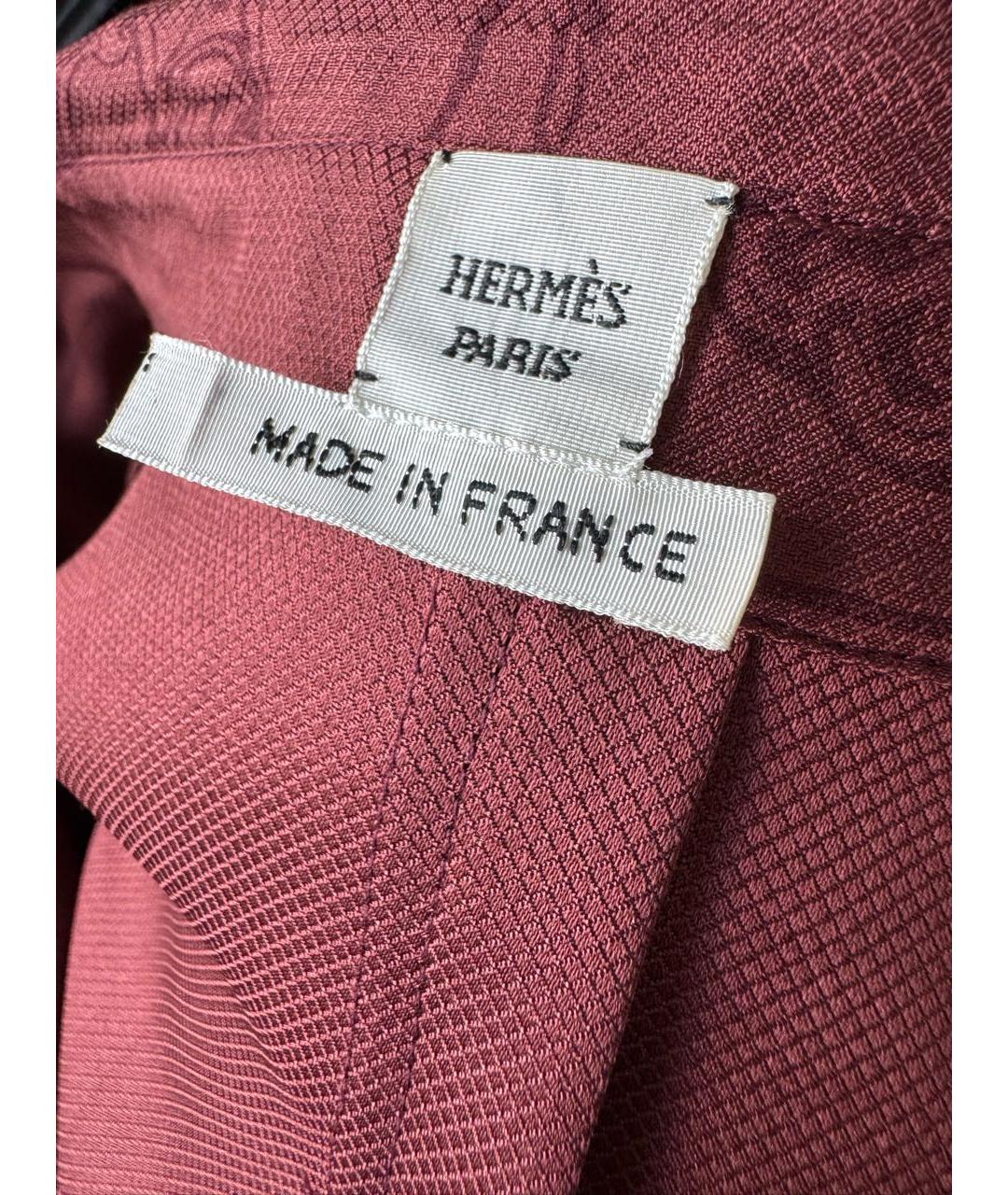 HERMES Бордовая шелковая блузы, фото 6