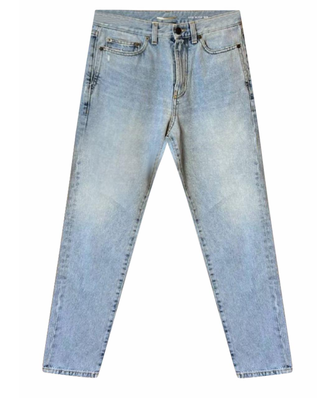SAINT LAURENT Голубые хлопковые джинсы скинни, фото 1