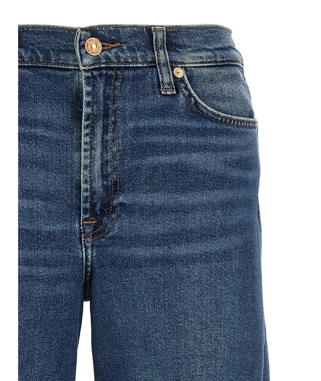 7 FOR ALL MANKIND Синие хлопковые прямые джинсы, фото 3