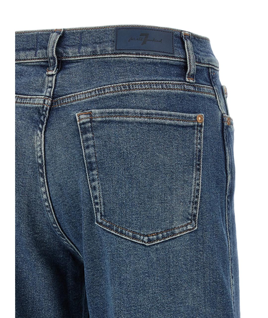 7 FOR ALL MANKIND Синие хлопковые прямые джинсы, фото 4