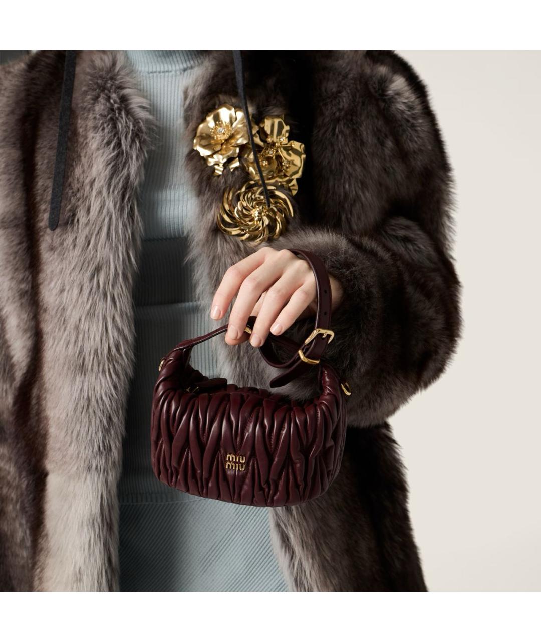 MIU MIU Бордовая кожаная сумка через плечо, фото 5