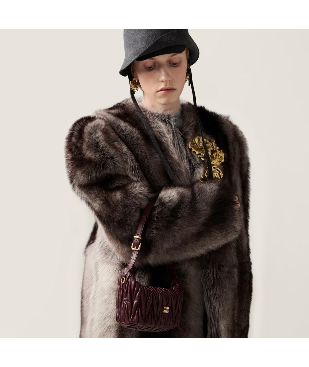 MIU MIU Бордовая кожаная сумка через плечо, фото 8