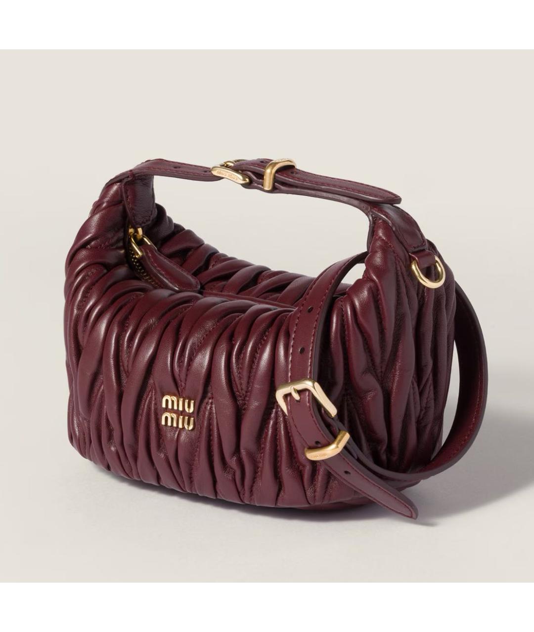 MIU MIU Бордовая кожаная сумка через плечо, фото 3