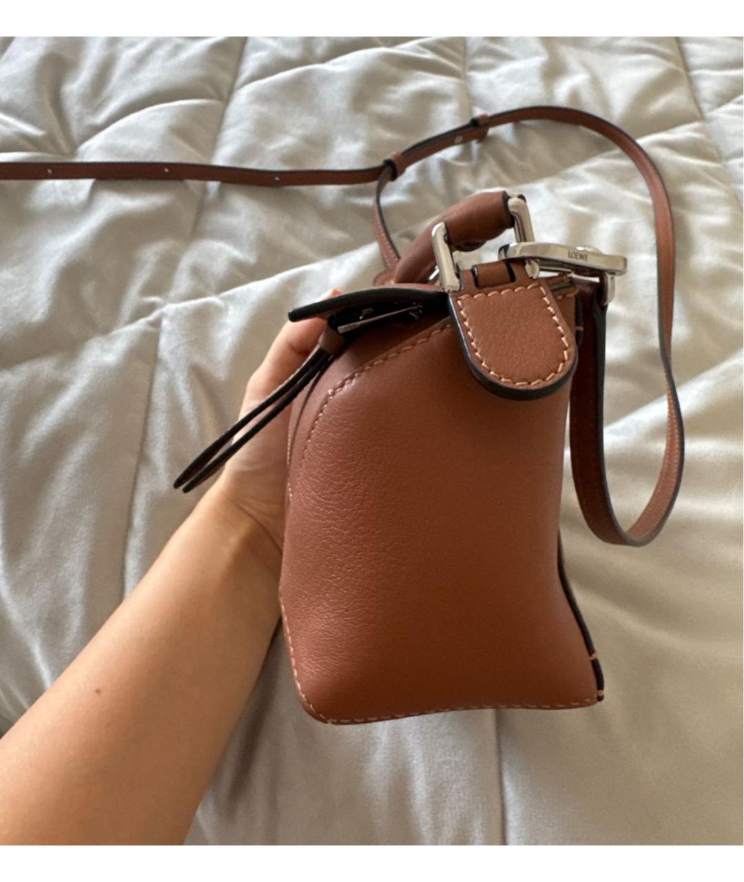 LOEWE Коричневая кожаная сумка через плечо, фото 3