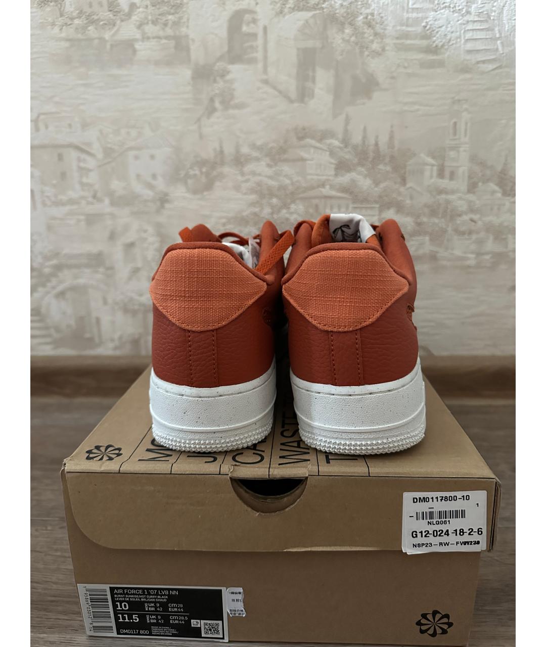 NIKE Коричневые кожаные низкие кроссовки / кеды, фото 4