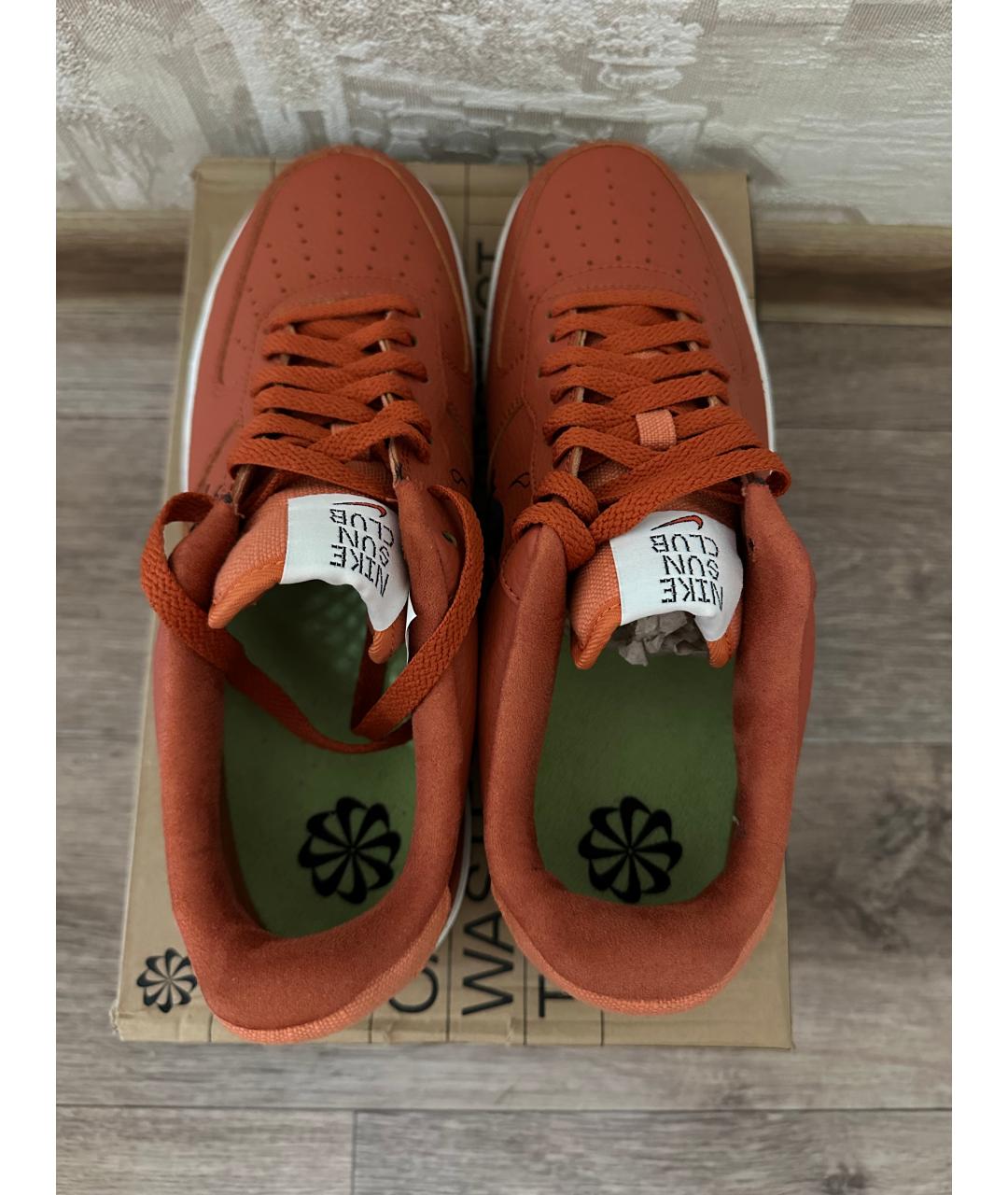 NIKE Коричневые кожаные низкие кроссовки / кеды, фото 3