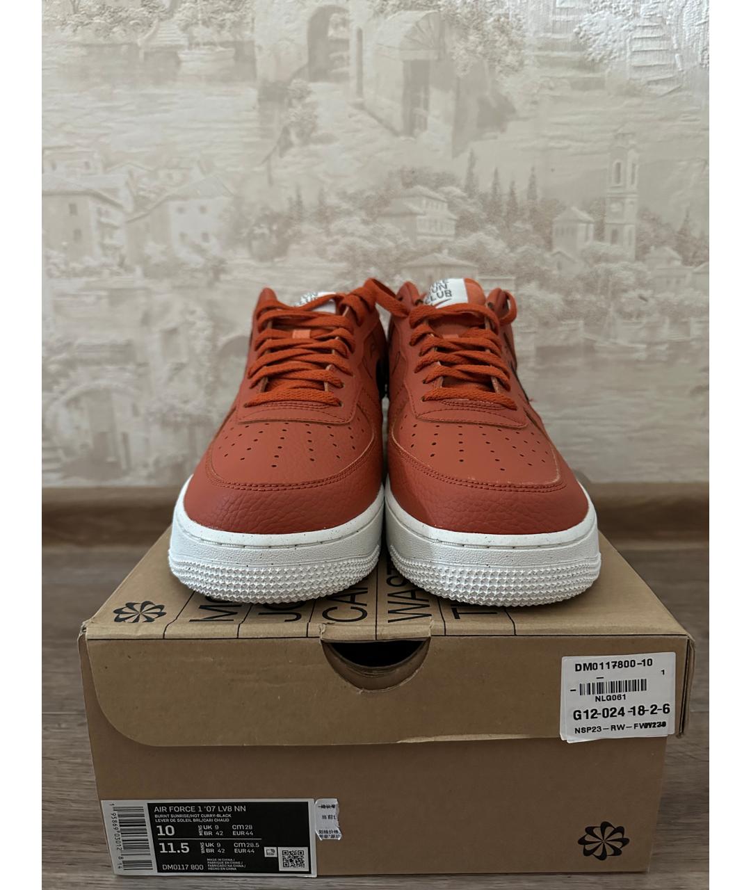 NIKE Коричневые кожаные низкие кроссовки / кеды, фото 2