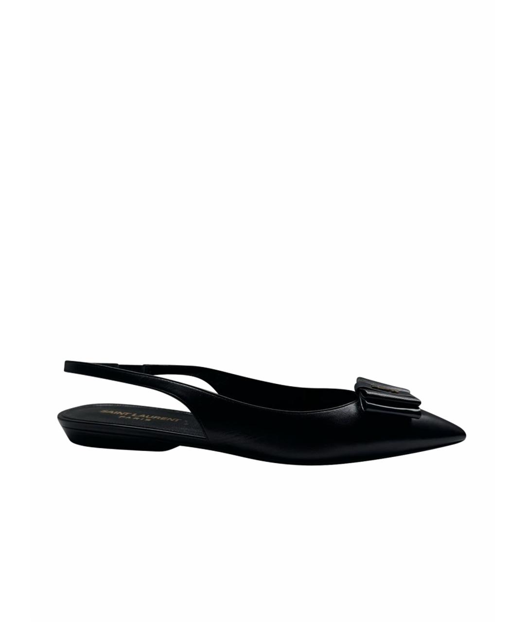 SAINT LAURENT Черные кожаные мюли, фото 1