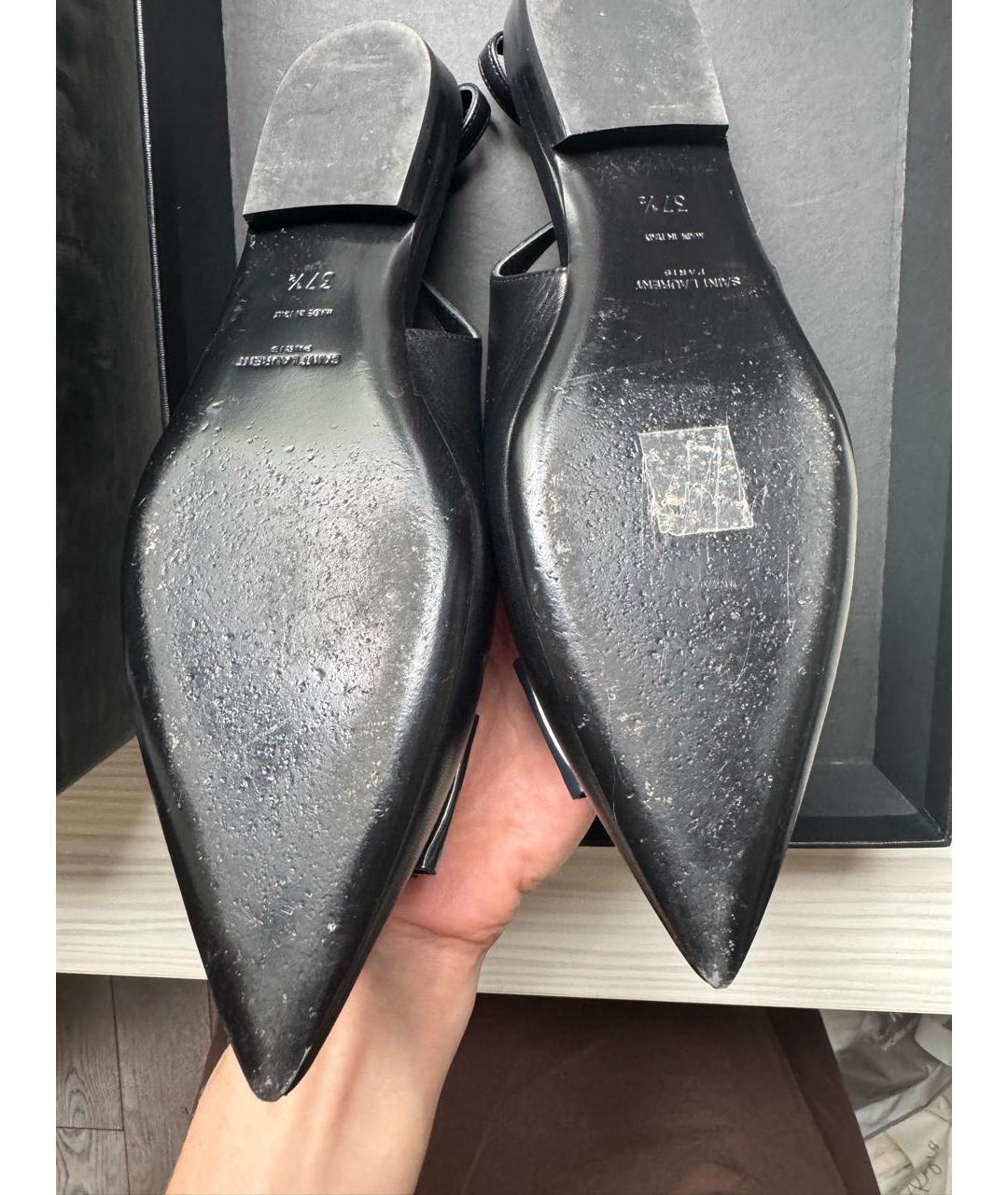 SAINT LAURENT Черные кожаные мюли, фото 4