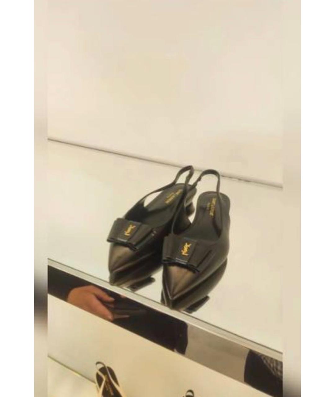 SAINT LAURENT Черные кожаные мюли, фото 8