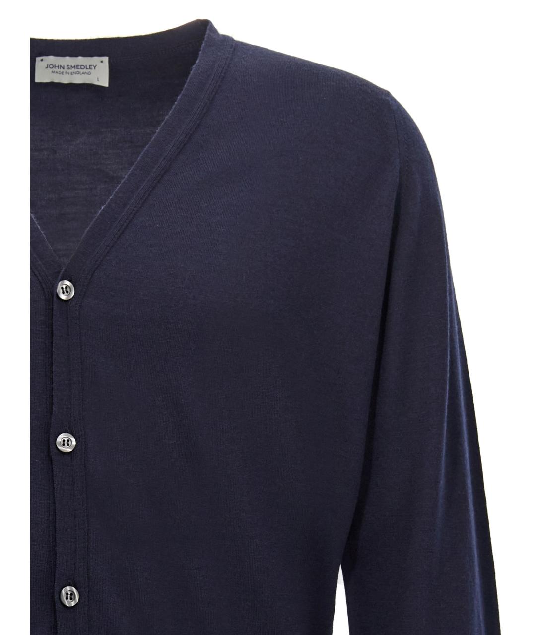 JOHN SMEDLEY Синий шерстяной кардиган, фото 3