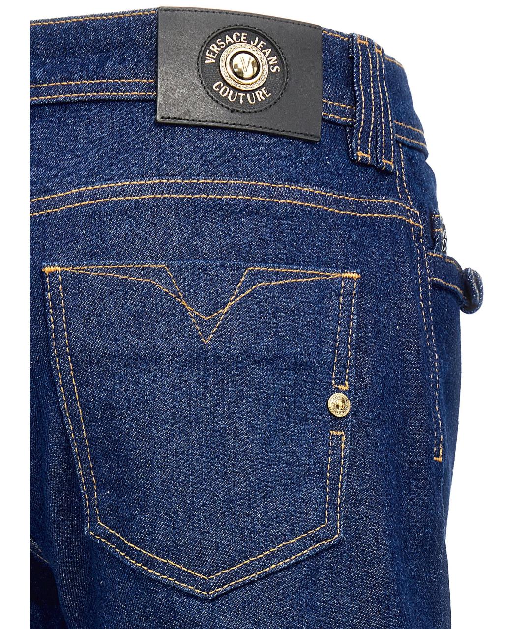 VERSACE JEANS COUTURE Синие хлопковые прямые джинсы, фото 4