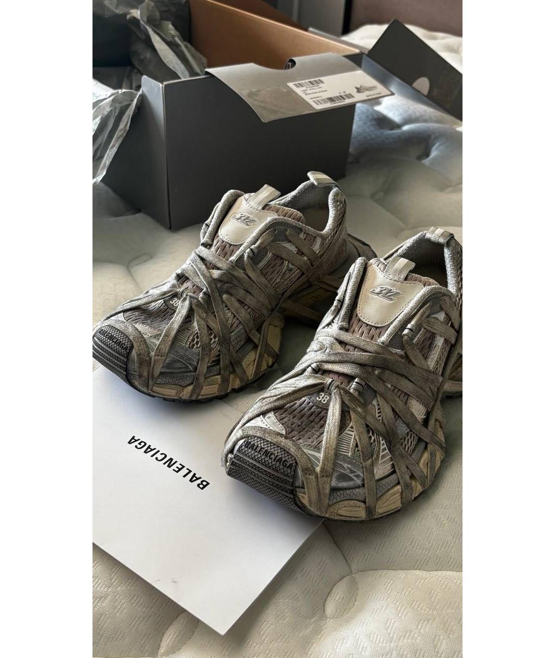 BALENCIAGA Антрацитовые замшевые низкие кроссовки / кеды, фото 2