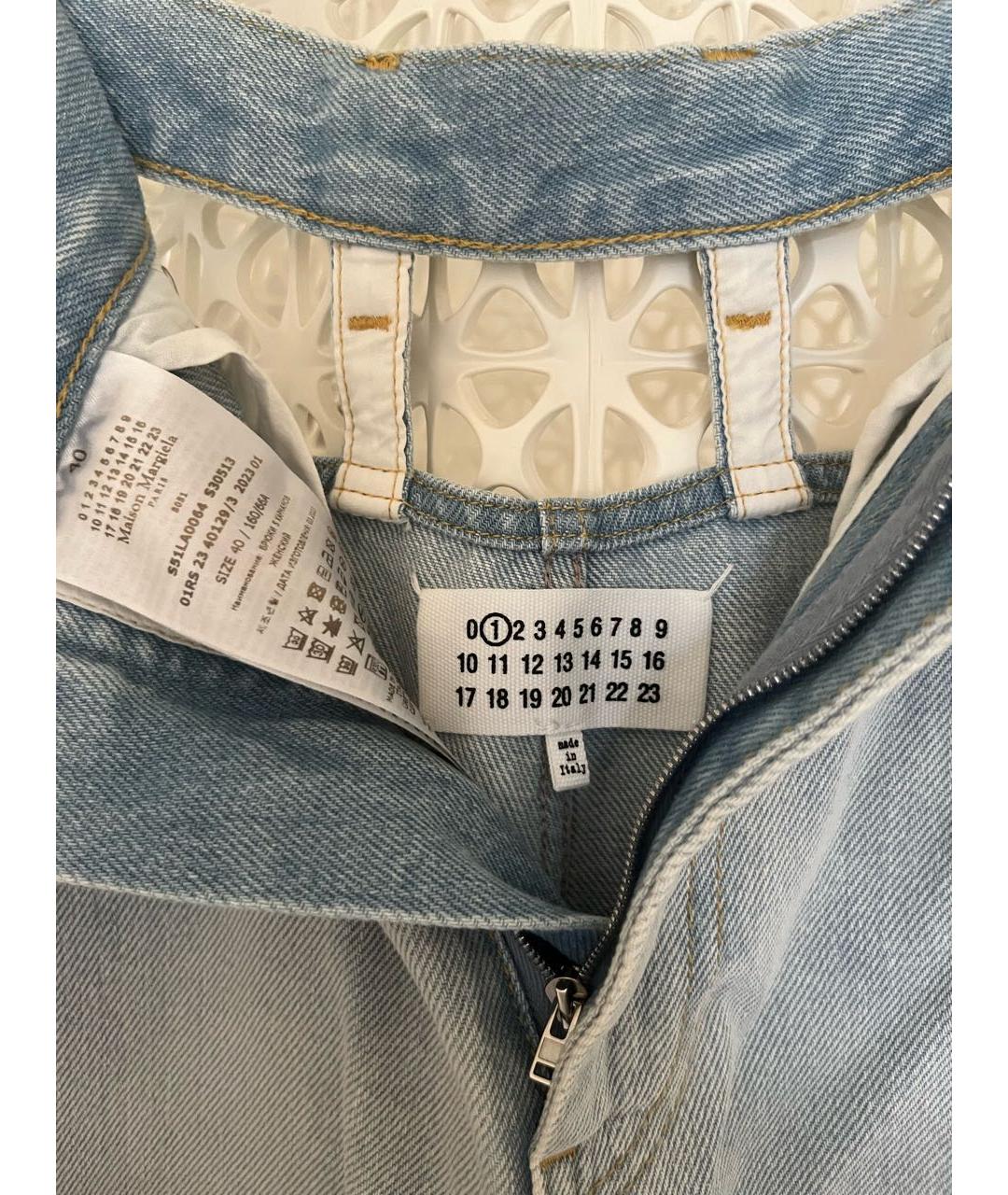 MAISON MARGIELA Голубые хлопковые прямые джинсы, фото 3