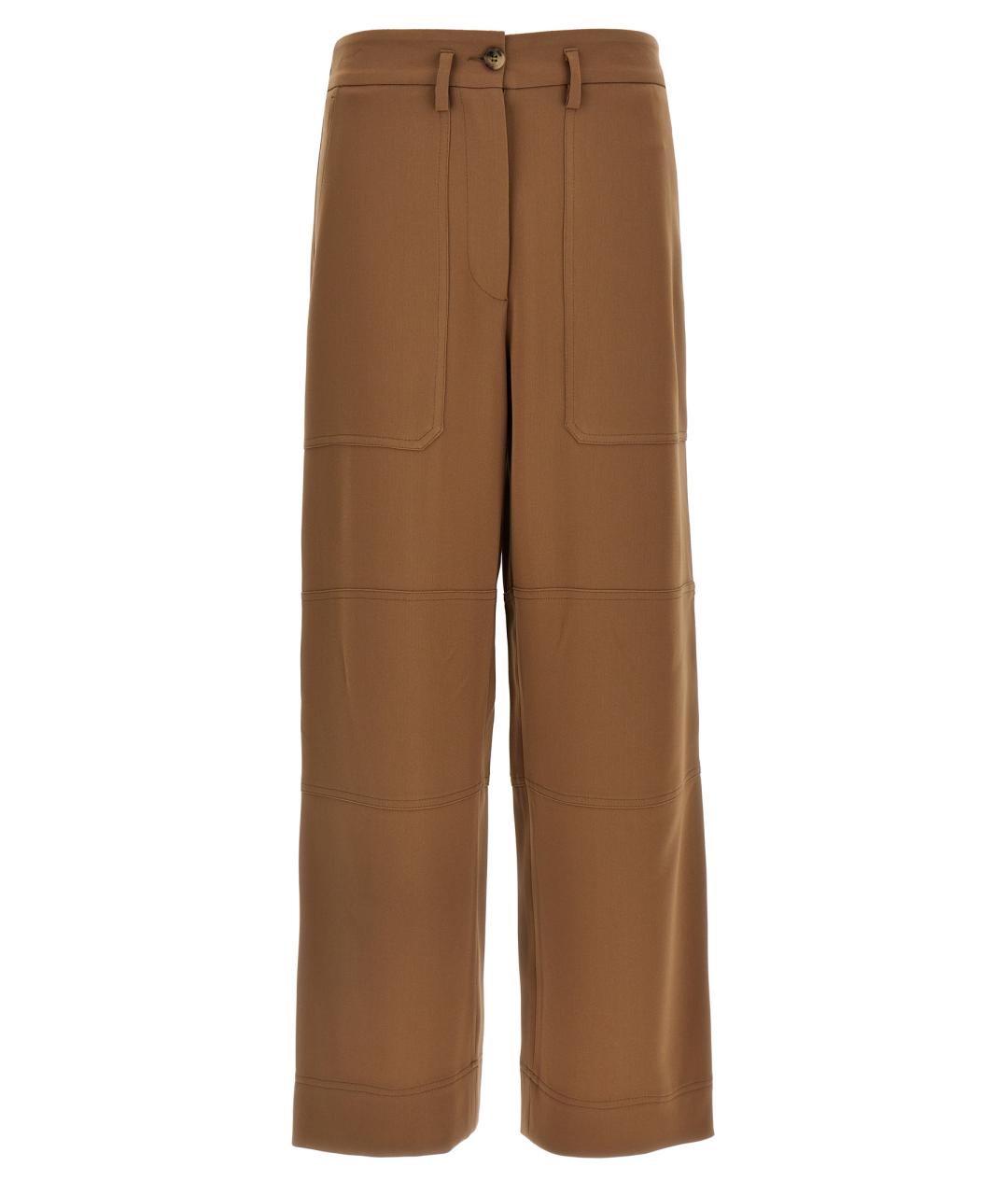 ALBERTO BIANI Коричневые ацетатные прямые брюки, фото 1