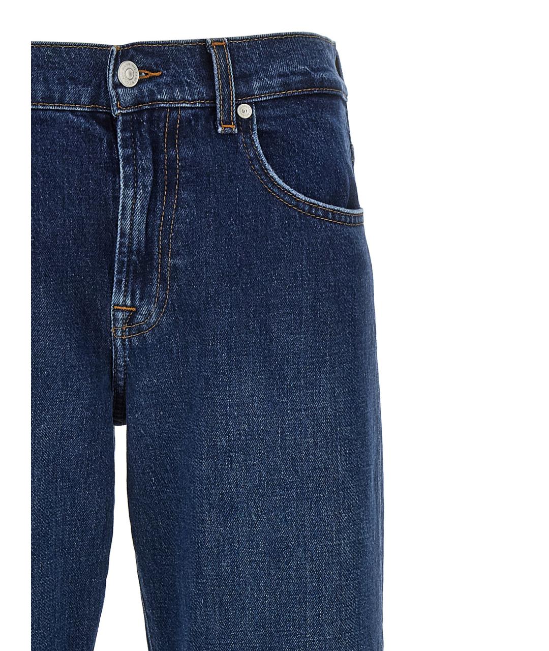 7 FOR ALL MANKIND Синие хлопковые прямые джинсы, фото 3