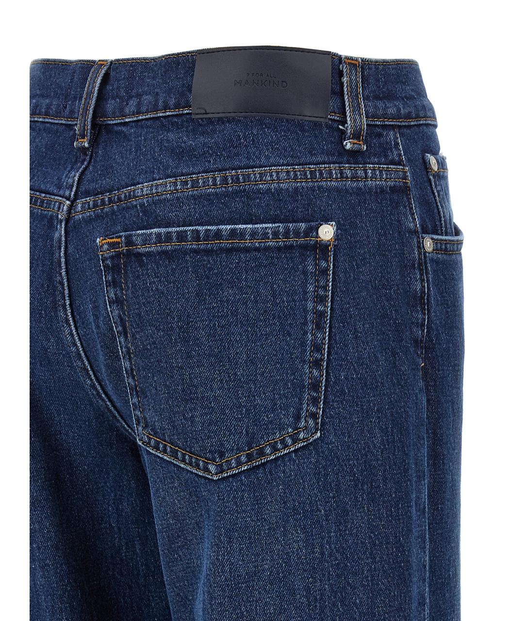 7 FOR ALL MANKIND Синие хлопковые прямые джинсы, фото 4
