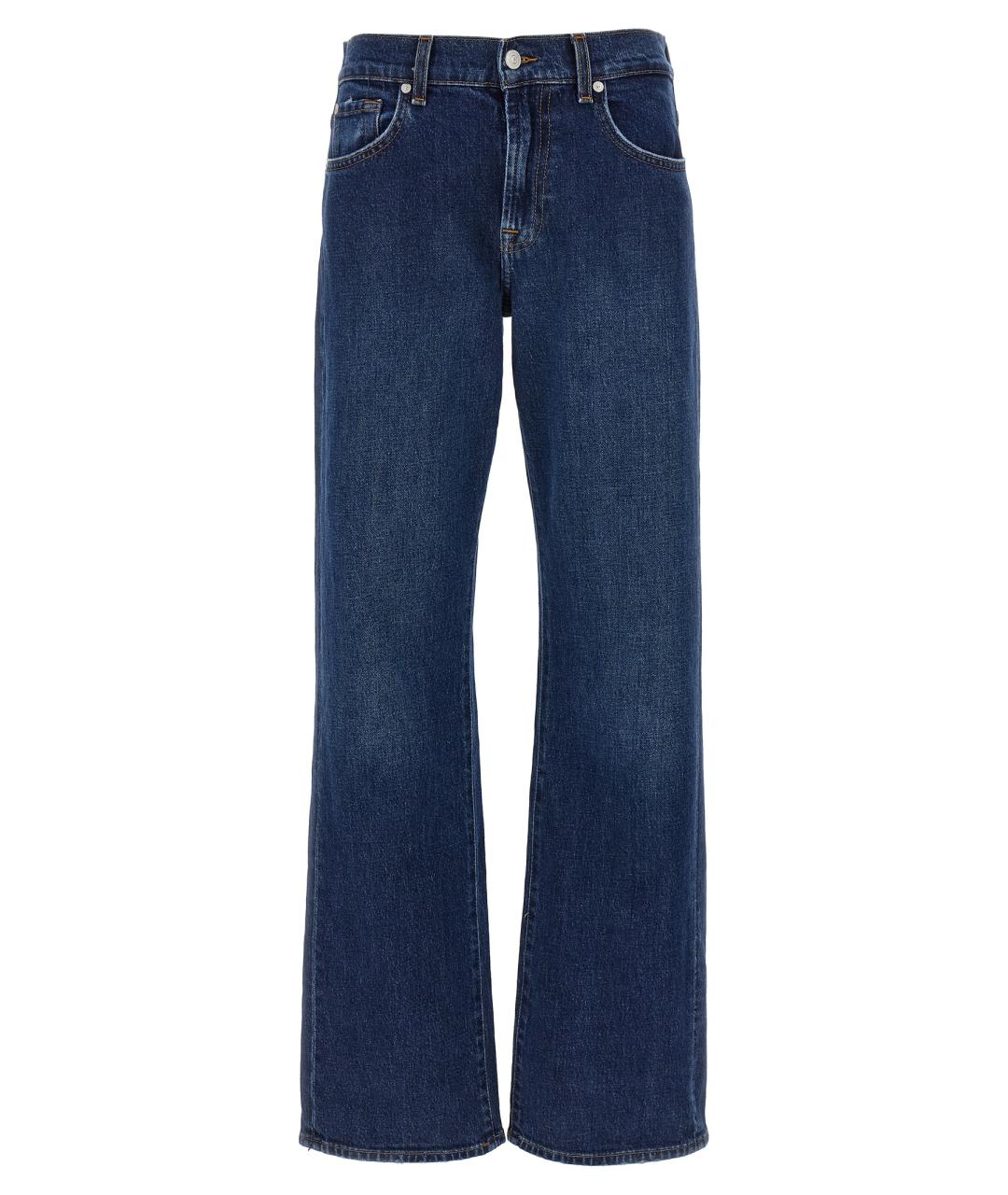 7 FOR ALL MANKIND Синие хлопковые прямые джинсы, фото 1