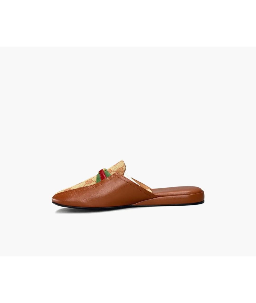 GUCCI Коричневые кожаные мюли, фото 2