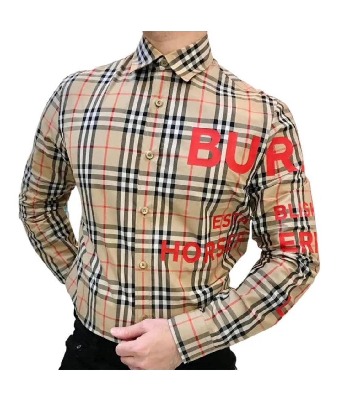 BURBERRY Бежевая хлопковая кэжуал рубашка, фото 4