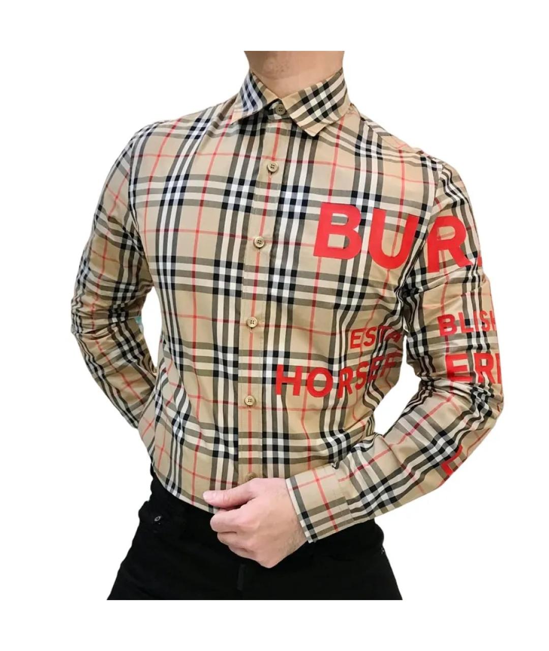 BURBERRY Бежевая хлопковая кэжуал рубашка, фото 3