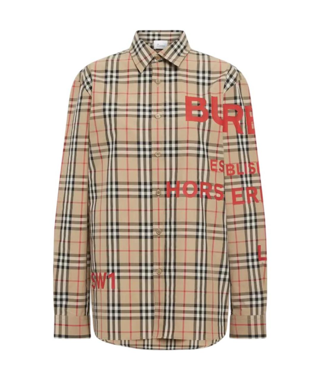 BURBERRY Бежевая хлопковая кэжуал рубашка, фото 1