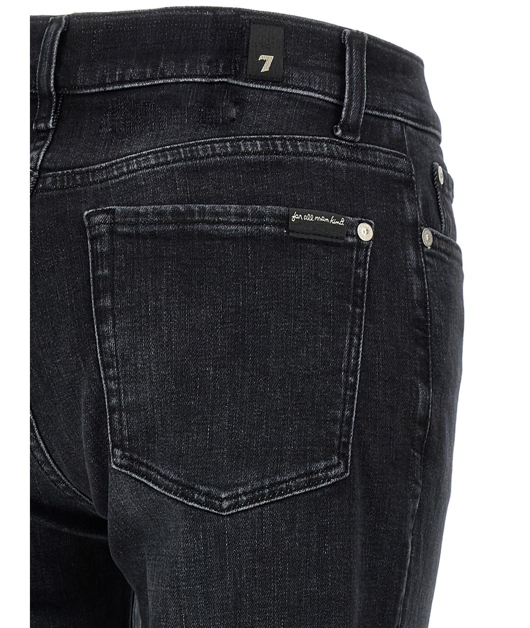 7 FOR ALL MANKIND Черные хлопковые прямые джинсы, фото 4