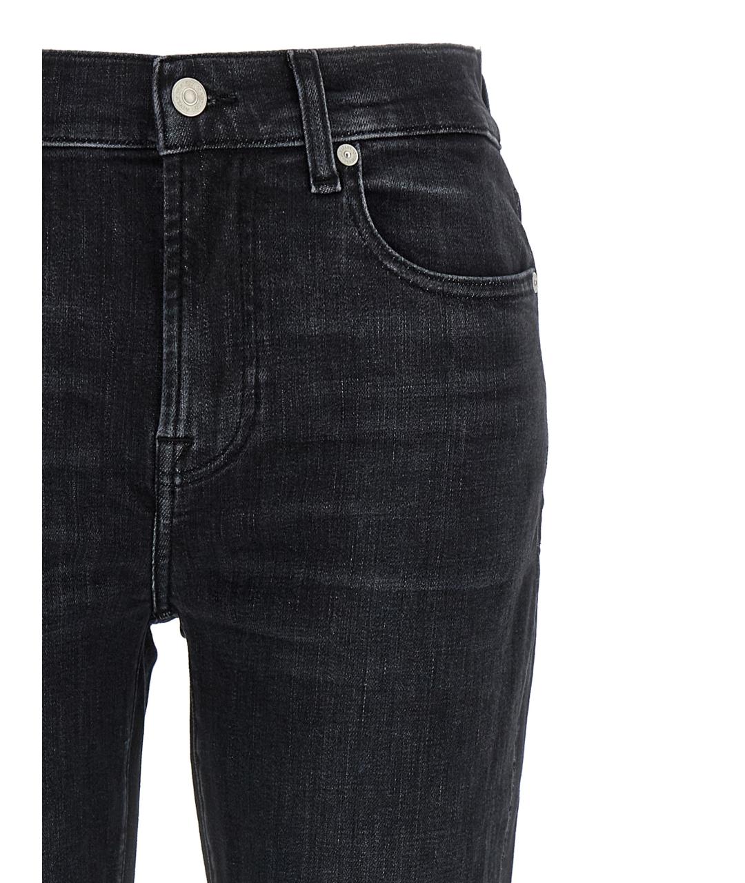 7 FOR ALL MANKIND Черные хлопковые прямые джинсы, фото 3
