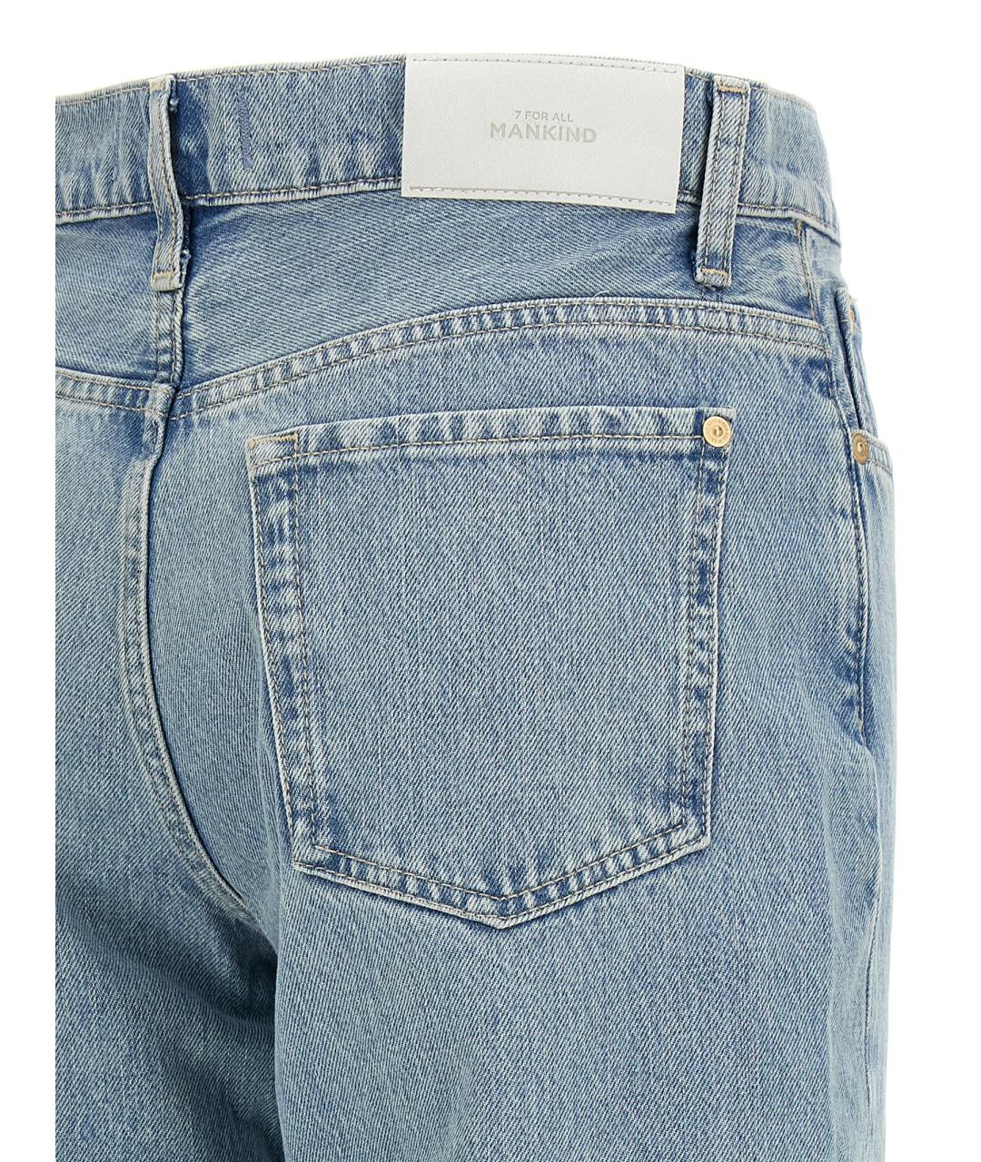 7 FOR ALL MANKIND Голубые хлопковые прямые джинсы, фото 4
