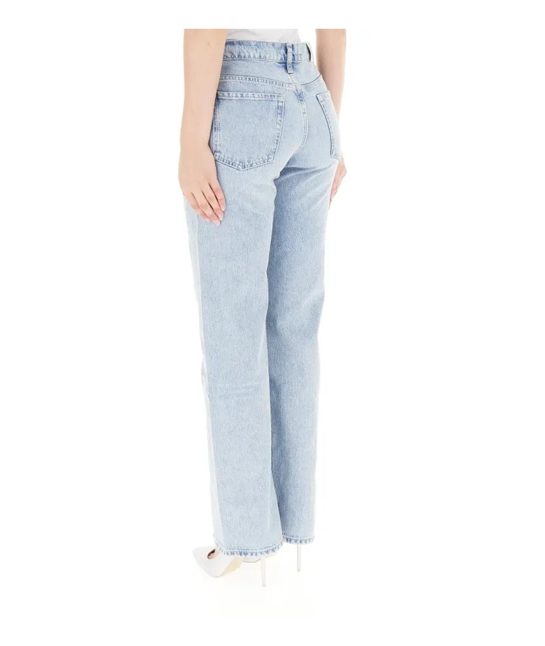 7 FOR ALL MANKIND Голубые хлопковые прямые джинсы, фото 7