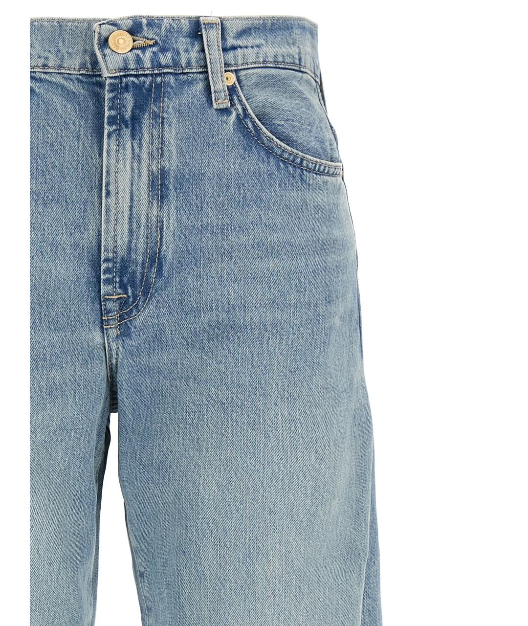 7 FOR ALL MANKIND Голубые хлопковые прямые джинсы, фото 3