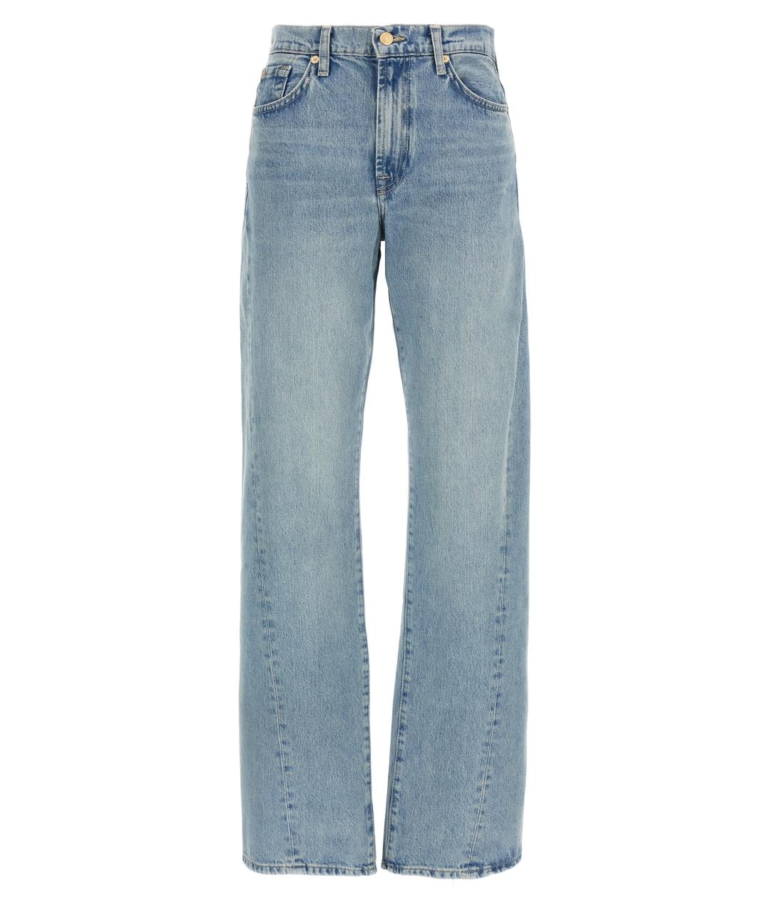 7 FOR ALL MANKIND Голубые хлопковые прямые джинсы, фото 1