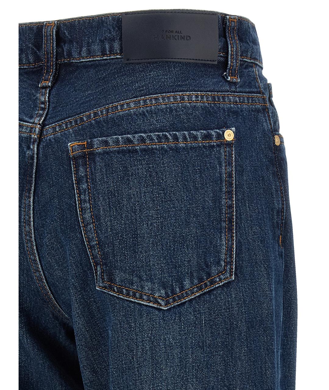 7 FOR ALL MANKIND Синие хлопковые прямые джинсы, фото 4