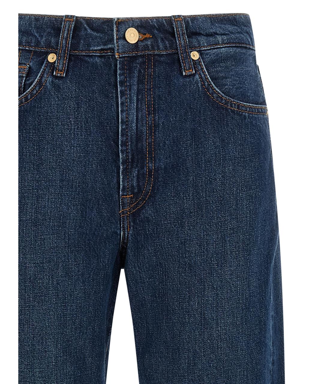 7 FOR ALL MANKIND Синие хлопковые прямые джинсы, фото 3