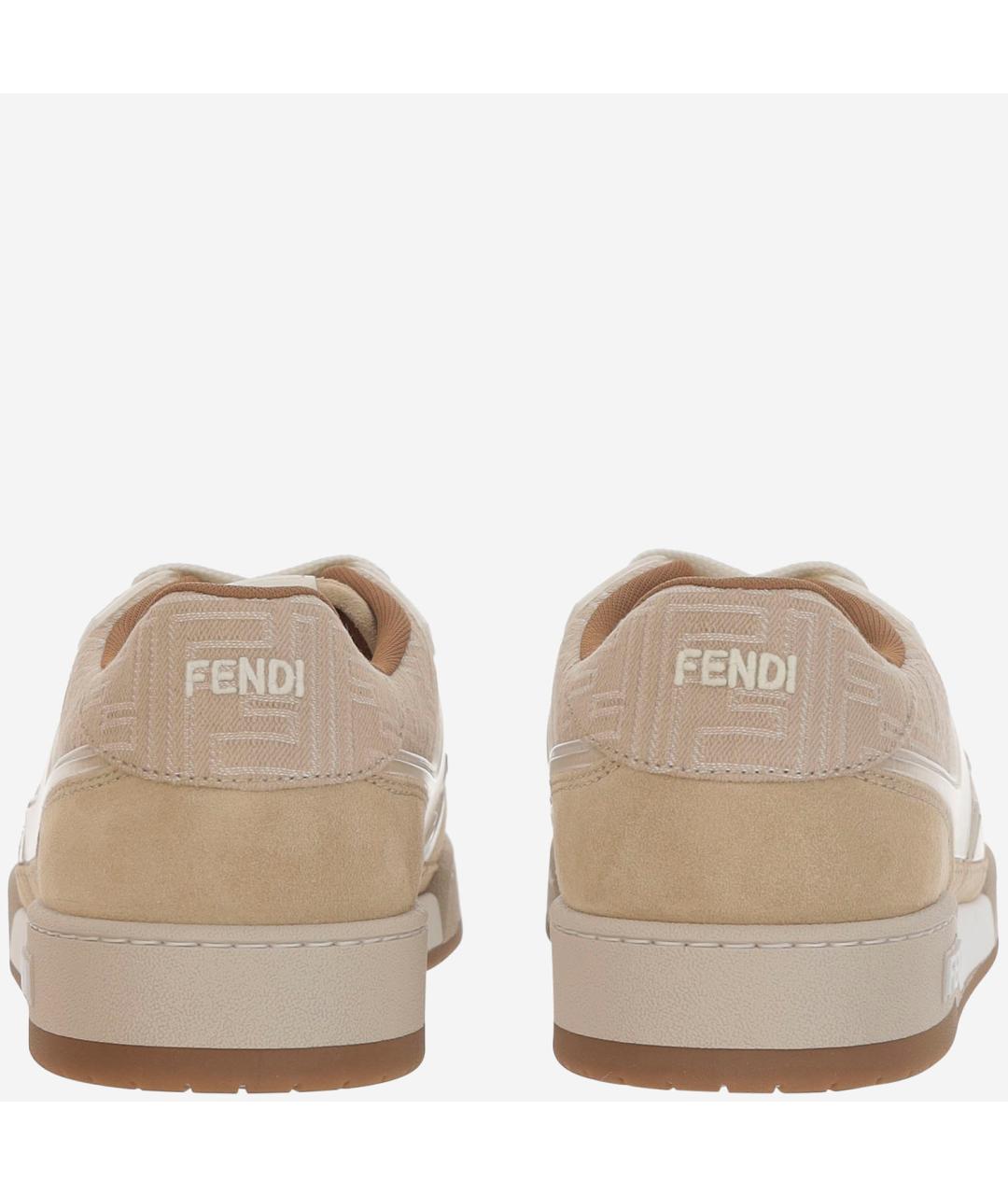 FENDI Бежевые замшевые низкие кроссовки / кеды, фото 4
