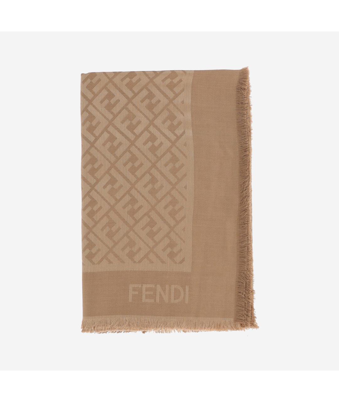 FENDI Бежевый шарф, фото 2
