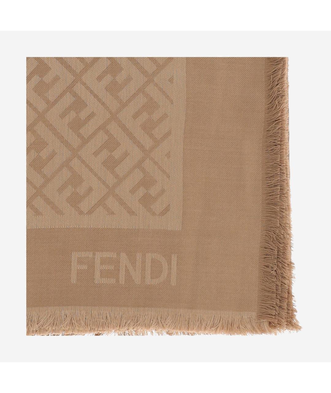 FENDI Бежевый шарф, фото 3