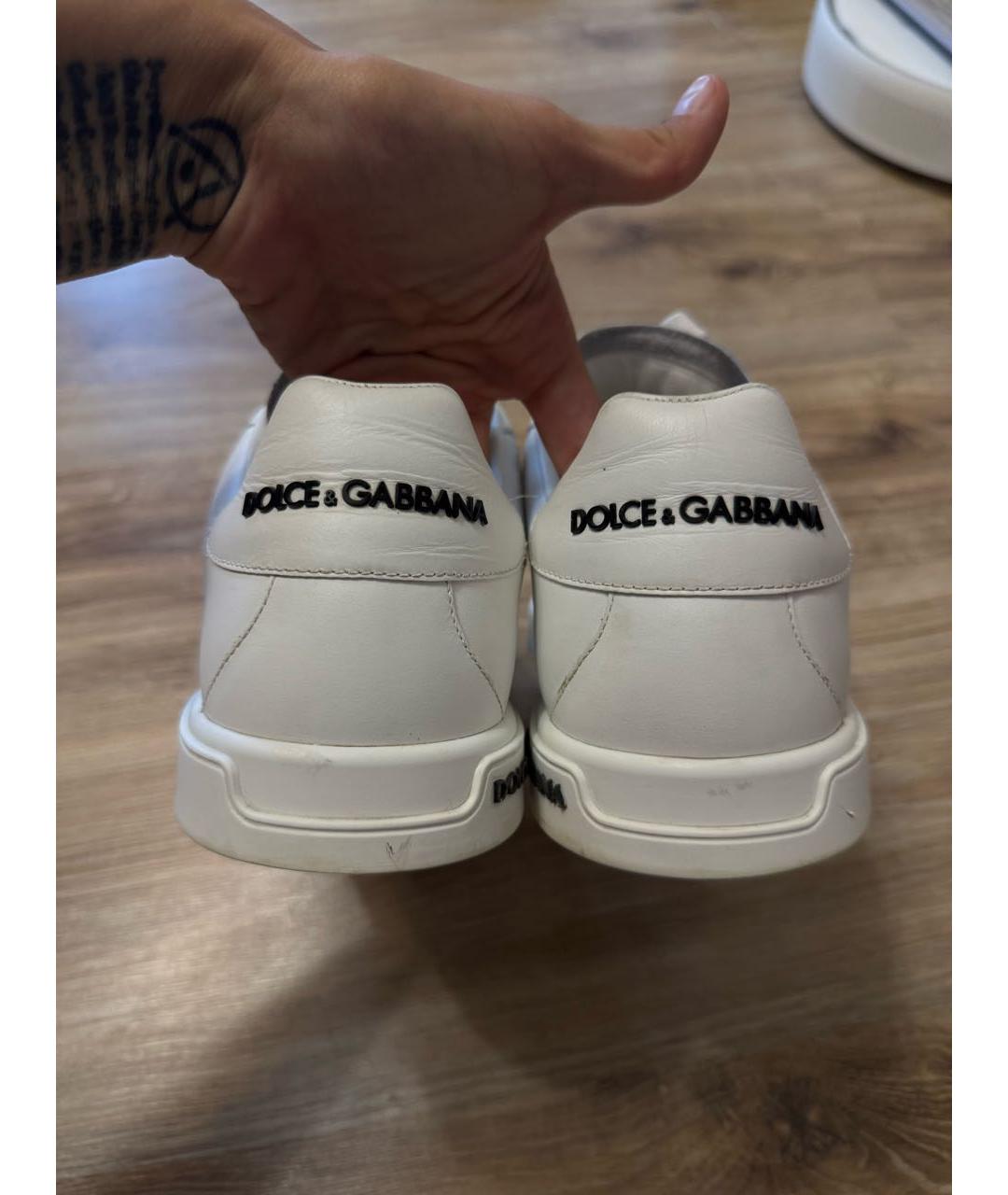 DOLCE&GABBANA Белые кожаные низкие кроссовки / кеды, фото 4