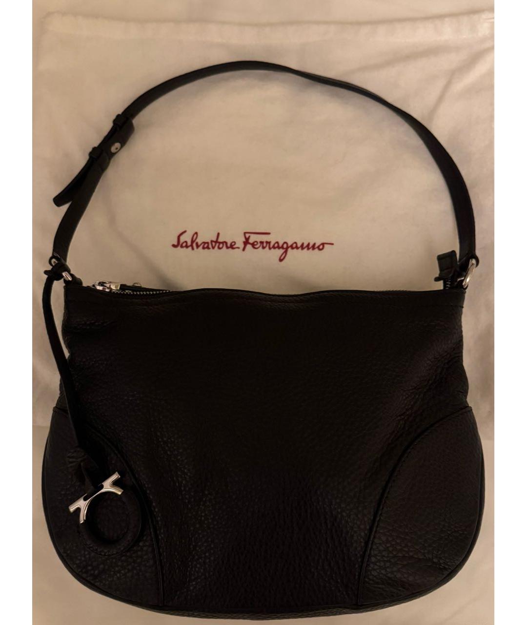 FERRAGAMO Черная кожаная сумка с короткими ручками, фото 6