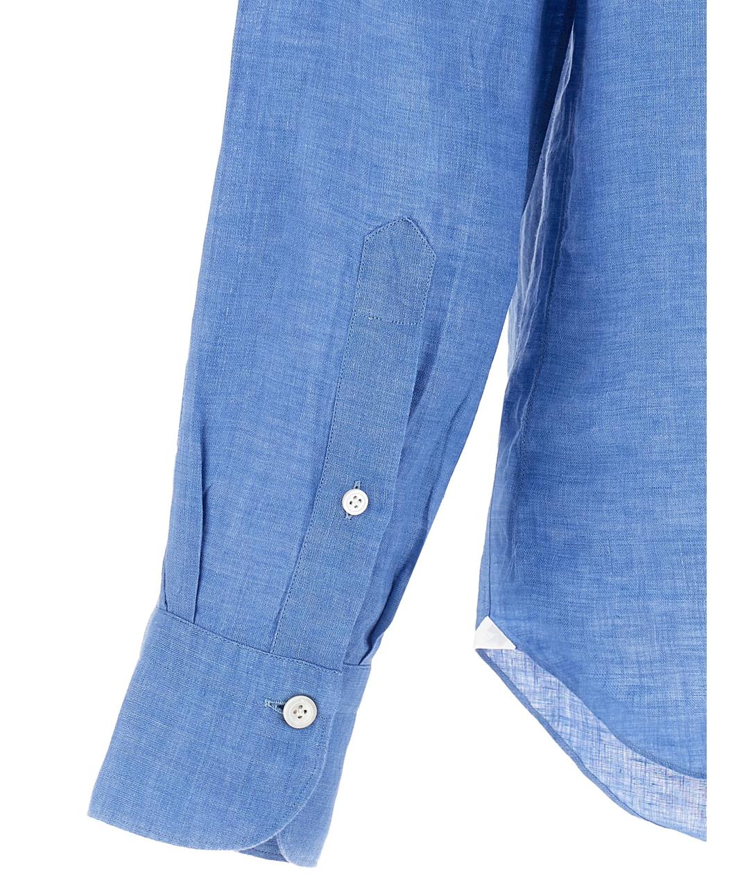 FINAMORE Синяя льняная кэжуал рубашка, фото 4