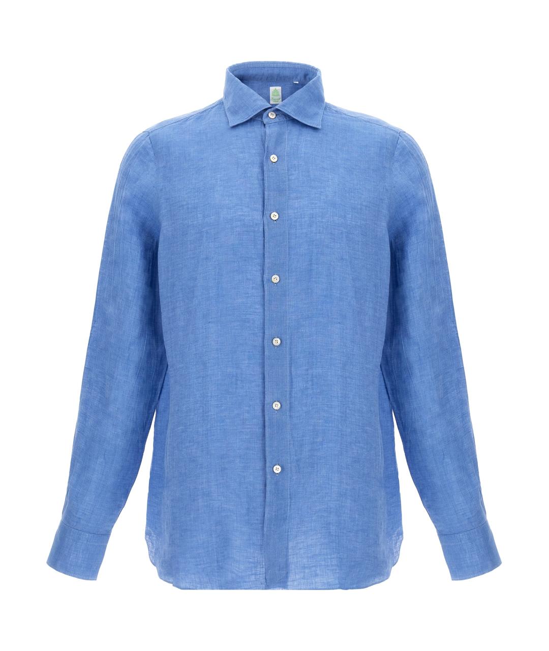 FINAMORE Синяя льняная кэжуал рубашка, фото 1