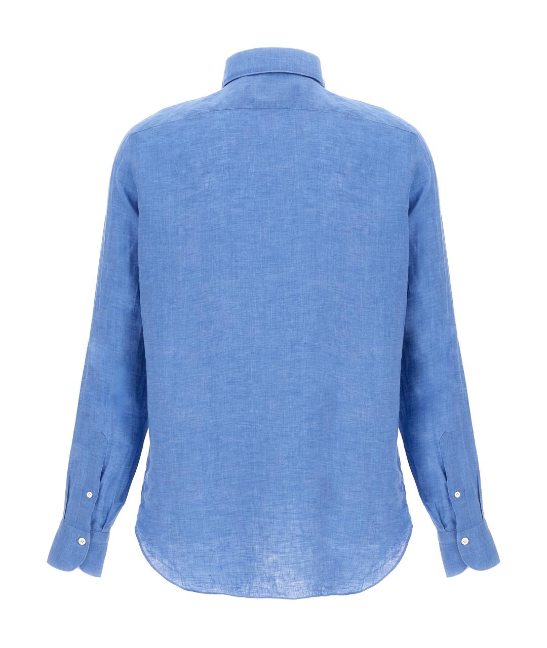 FINAMORE Синяя льняная кэжуал рубашка, фото 2