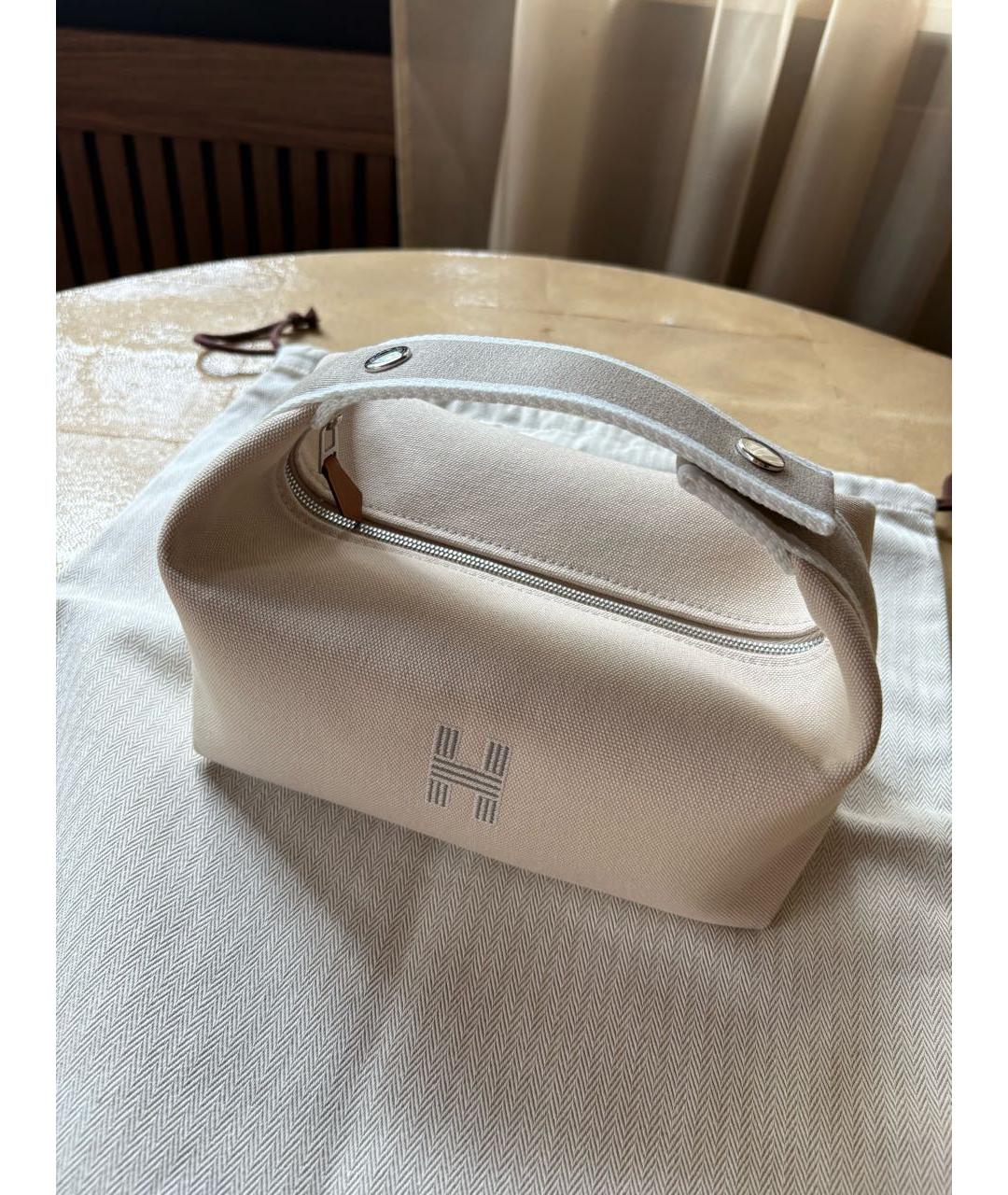 HERMES Бежевая шерстяная косметичка, фото 2