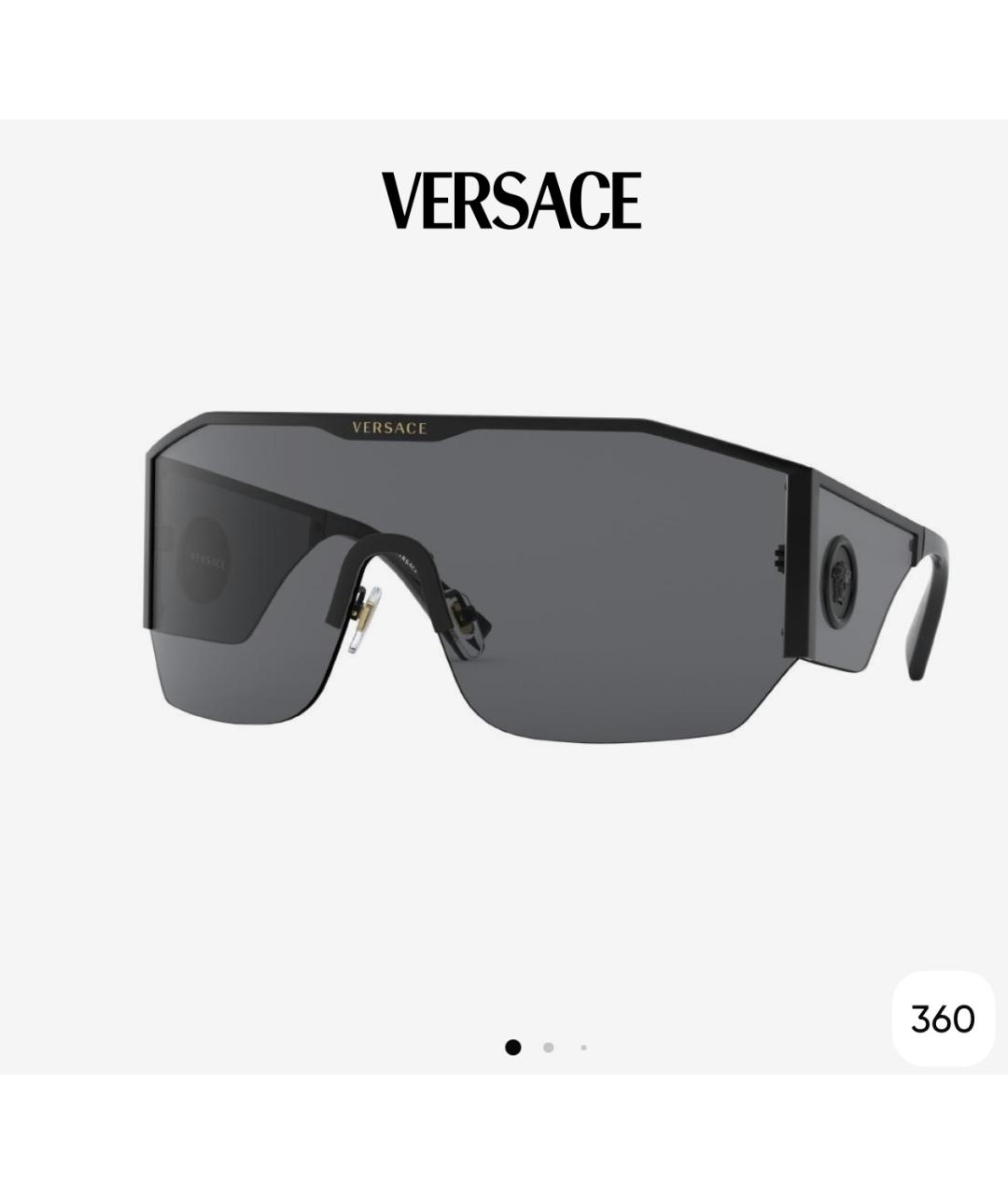 VERSACE Черные пластиковые солнцезащитные очки, фото 5