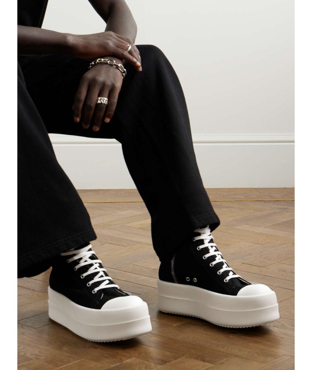 RICK OWENS Черные высокие кроссовки / кеды, фото 7