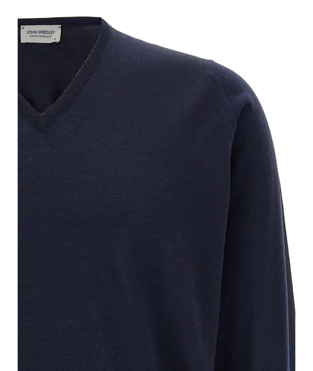 JOHN SMEDLEY Темно-синий шерстяной джемпер / свитер, фото 3